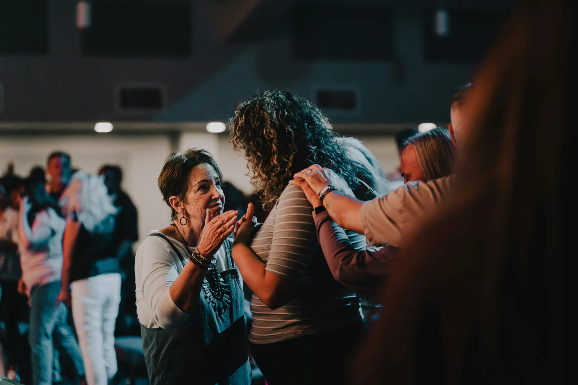 Small congregation in worship